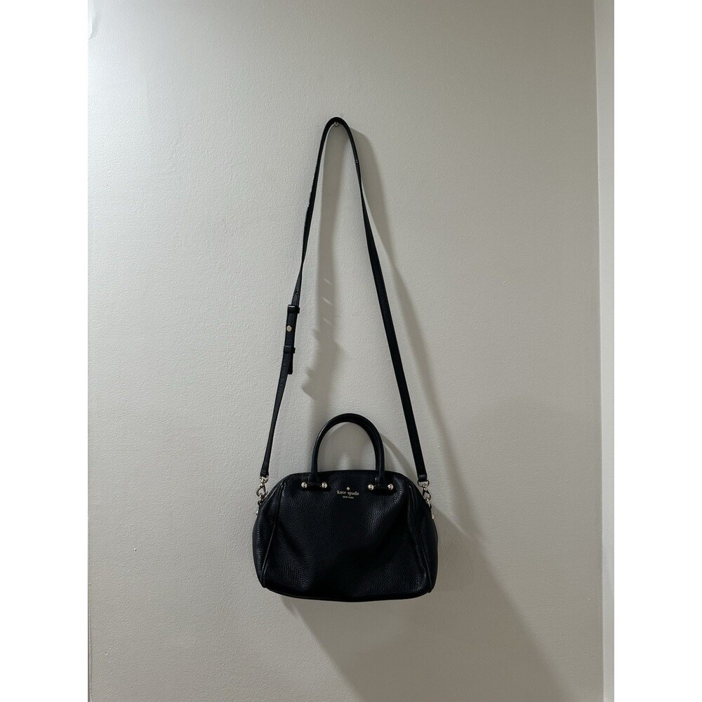 Kate Spade New York Black Pebbled Leather Satchel Crossbody Bag